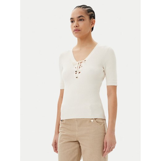 Morgan Sweter 251-MFEMI Beżowy Slim Fit ze sklepu MODIVO w kategorii Swetry damskie - zdjęcie 182690464