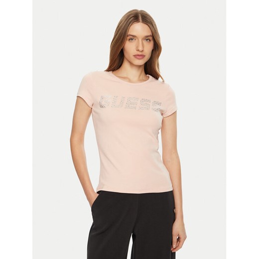 Guess T-Shirt V4BI16 KCIV1 Różowy Regular Fit ze sklepu MODIVO w kategorii Bluzki damskie - zdjęcie 182690502