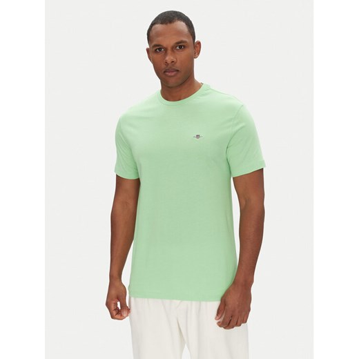 Gant T-Shirt Shield 2003184 Zielony Regular Fit ze sklepu MODIVO w kategorii T-shirty męskie - zdjęcie 182690664