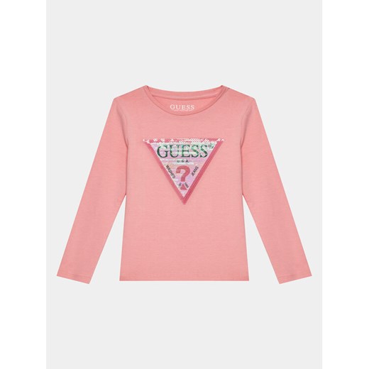 Guess Bluzka K4RI30 K6YW1 Różowy Regular Fit ze sklepu MODIVO w kategorii Bluzki dziewczęce - zdjęcie 182690950