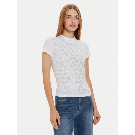 Guess T-Shirt W4BI26 J1314 Biały Slim Fit ze sklepu MODIVO w kategorii Bluzki damskie - zdjęcie 182691014