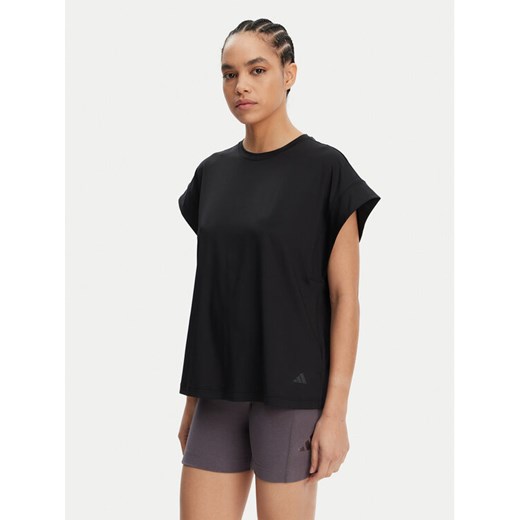 adidas T-Shirt Yoga JL7800 Czarny Loose Fit ze sklepu MODIVO w kategorii Bluzki damskie - zdjęcie 182691100