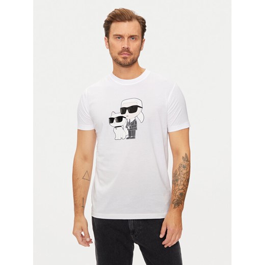 KARL LAGERFELD T-Shirt 755061 544241 Biały Regular Fit ze sklepu MODIVO w kategorii T-shirty męskie - zdjęcie 182691364