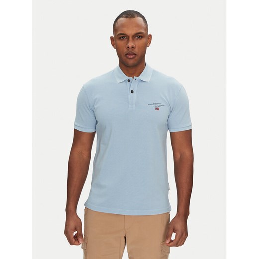 Napapijri Polo Elbas NP0A4GDL Błękitny Regular Fit ze sklepu MODIVO w kategorii T-shirty męskie - zdjęcie 182691481