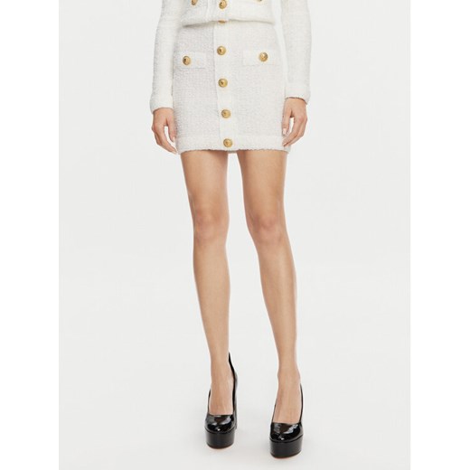 Balmain Spódnica mini DF1LB292KH10 Biały Slim Fit ze sklepu MODIVO w kategorii Spódnice - zdjęcie 182691530