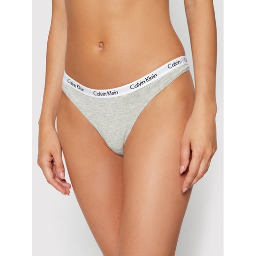 Calvin Klein Underwear Stringi 0000D1617E Szary ze sklepu MODIVO w kategorii Majtki damskie - zdjęcie 182691580