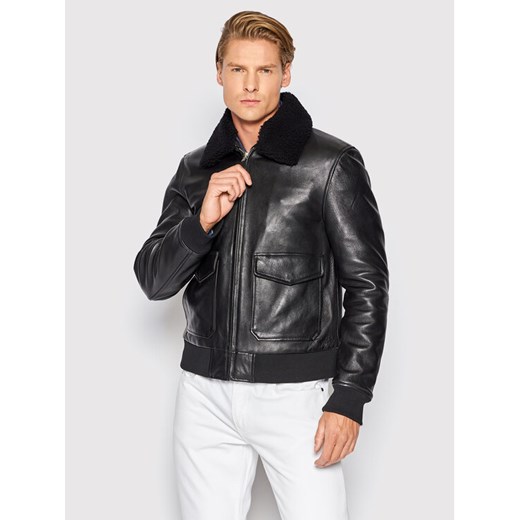Serge Pariente Kurtka skórzana Style 18 Czarny Regular Fit ze sklepu MODIVO w kategorii Kurtki męskie - zdjęcie 182691614