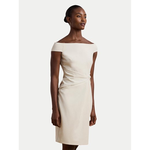 LAUREN RALPH LAUREN Sukienka koktajlowa 253936389003 Écru Slim Fit ze sklepu MODIVO w kategorii Sukienki - zdjęcie 182691670