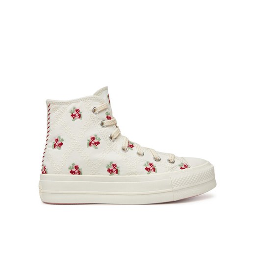 Converse Trampki Chuck Taylor All Star Lift Platform Rose Cross Stitch A13659C Biały ze sklepu MODIVO w kategorii Trampki damskie - zdjęcie 182691813