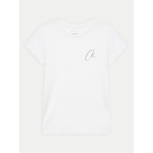 Calvin Klein Jeans T-Shirt Signage IG0IG02624 Biały Slim Fit 8Y MODIVO