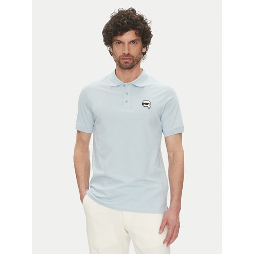 KARL LAGERFELD Polo 745710 552224 Błękitny Regular Fit ze sklepu MODIVO w kategorii T-shirty męskie - zdjęcie 182692161