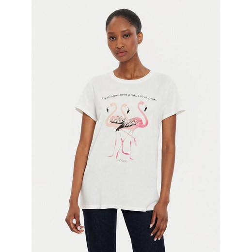 ViCOLO T-Shirt RB0910 Écru Regular Fit ze sklepu MODIVO w kategorii Bluzki damskie - zdjęcie 182692594