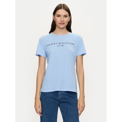 Tommy Hilfiger T-Shirt Logo WW0WW40276 Niebieski Regular Fit ze sklepu MODIVO w kategorii Bluzki damskie - zdjęcie 182692673