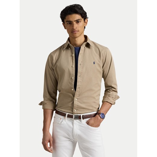 Polo Ralph Lauren Koszula 710937993011 Beżowy Custom Fit ze sklepu MODIVO w kategorii Koszule męskie - zdjęcie 182692680