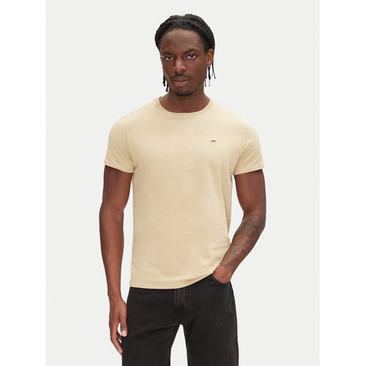 Tommy Jeans T-Shirt DM0DM04411 Beżowy Slim Fit ze sklepu MODIVO w kategorii T-shirty męskie - zdjęcie 182692694