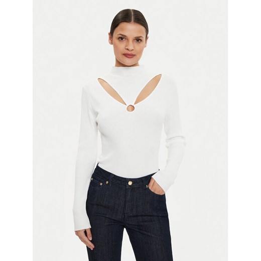 Morgan Sweter 241-MELINE Biały Slim Fit ze sklepu MODIVO w kategorii Swetry damskie - zdjęcie 182692871