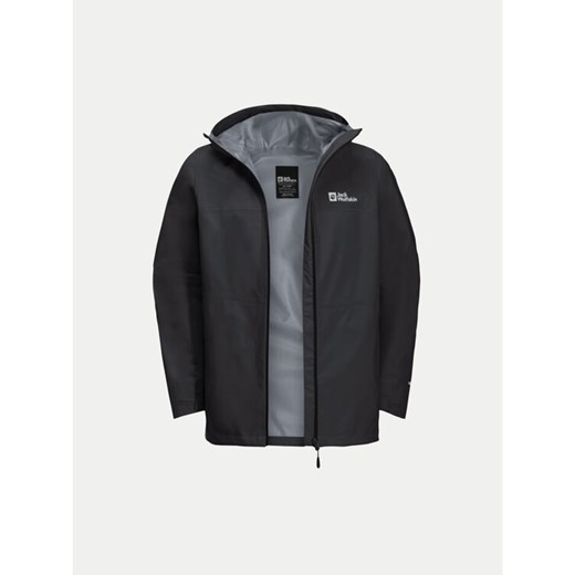 Jack Wolfskin Kurtka przeciwdeszczowa Highest Peak 1115134 Czarny Regular Fit ze sklepu MODIVO w kategorii Kurtki męskie - zdjęcie 182693173