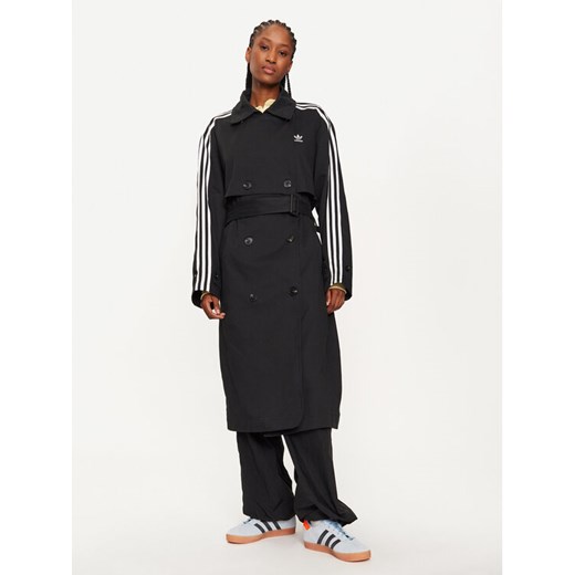 adidas Trencz adicolor IZ0381 Czarny Loose Fit ze sklepu MODIVO w kategorii Płaszcze damskie - zdjęcie 182693220
