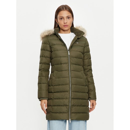 Tommy Jeans Kurtka puchowa Essential DW0DW18864 Zielony Slim Fit ze sklepu MODIVO w kategorii Kurtki damskie - zdjęcie 182693233