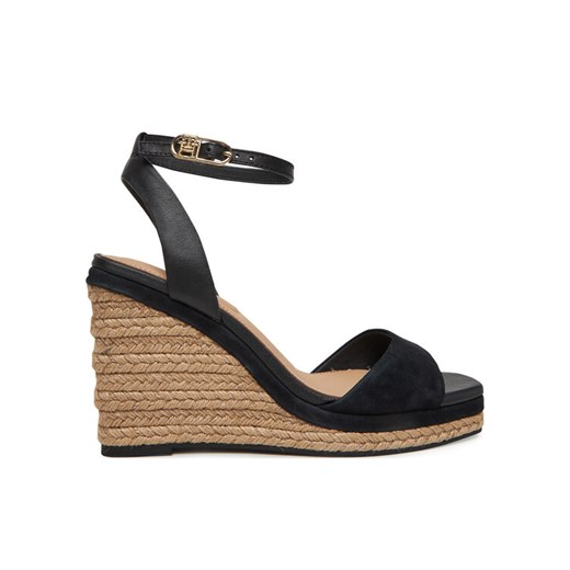Tommy Hilfiger Espadryle Leather & Suede High Wedge Espad FW0FW08803 Czarny ze sklepu MODIVO w kategorii Espadryle damskie - zdjęcie 182693561