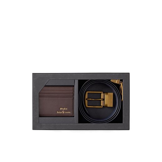 Polo Ralph Lauren Zestaw etui na karty i pasek 405880721002 Brązowy ze sklepu MODIVO w kategorii Paski męskie - zdjęcie 182693563