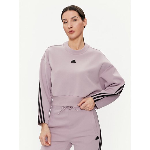 adidas Bluza Future Icons 3-Stripes IS3880 Fioletowy Loose Fit ze sklepu MODIVO w kategorii Bluzy damskie - zdjęcie 182693601