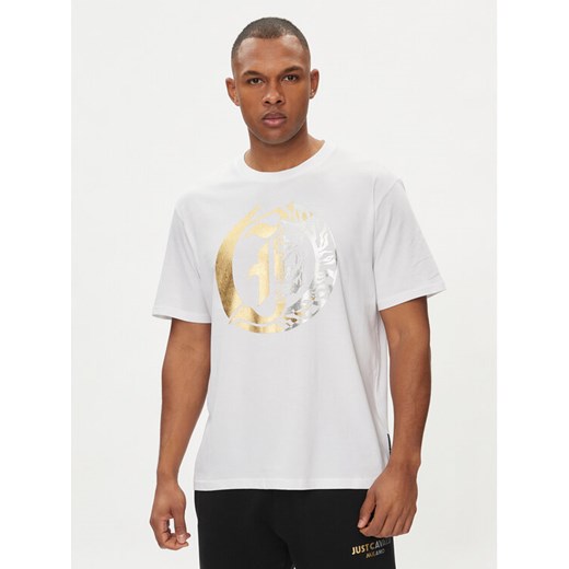 Just Cavalli T-Shirt 76OAHG05 Biały Regular Fit ze sklepu MODIVO w kategorii T-shirty męskie - zdjęcie 182693642