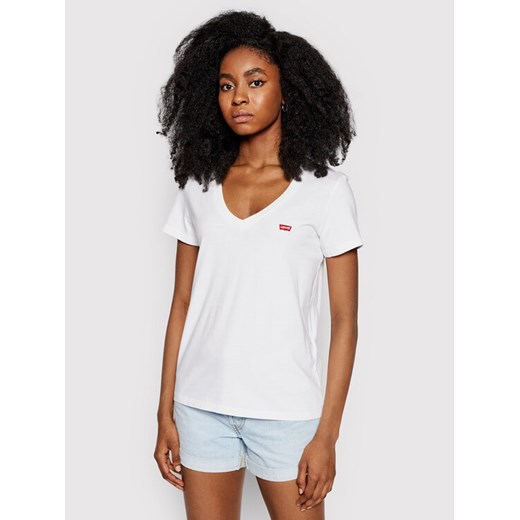 Levi's® T-Shirt Perfect V-Neck Tee 85341-0002 Biały Regular Fit ze sklepu MODIVO w kategorii Bluzki damskie - zdjęcie 182693911
