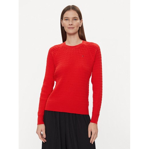 Tommy Hilfiger Sweter WW0WW41142 Czerwony Regular Fit ze sklepu MODIVO w kategorii Swetry damskie - zdjęcie 182694044