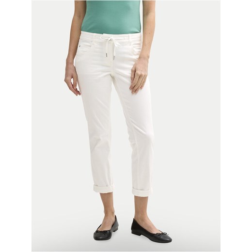 Tom Tailor Spodnie materiałowe 1040963 Biały Tapered Fit ze sklepu MODIVO w kategorii Spodnie damskie - zdjęcie 182694183