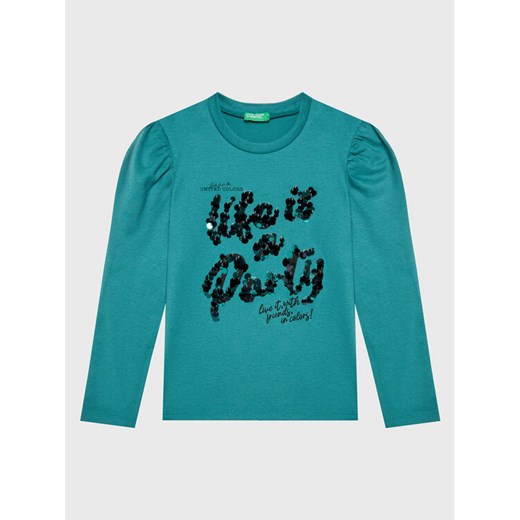 United Colors Of Benetton Bluzka 3YN4C108T Zielony Regular Fit ze sklepu MODIVO w kategorii Bluzki dziewczęce - zdjęcie 182694190