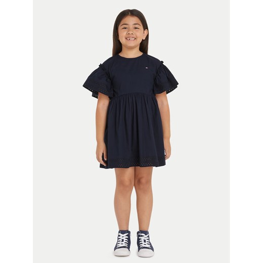 Tommy Hilfiger Sukienka codzienna Anglaise KG0KG08029 Granatowy Regular Fit ze sklepu MODIVO w kategorii Sukienki dziewczęce - zdjęcie 182694292