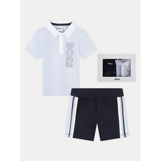 Boss Komplet polo i spodenki J50785 Niebieski Regular Fit ze sklepu MODIVO w kategorii Komplety niemowlęce - zdjęcie 182694433
