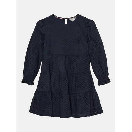 Tommy Hilfiger Sukienka codzienna Broderie Anglaise KG0KG07779 D Niebieski Regular Fit ze sklepu MODIVO w kategorii Sukienki dziewczęce - zdjęcie 182694521