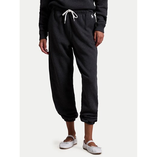 Polo Ralph Lauren Spodnie dresowe 211943009015 Szary Regular Fit ze sklepu MODIVO w kategorii Spodnie damskie - zdjęcie 182694833