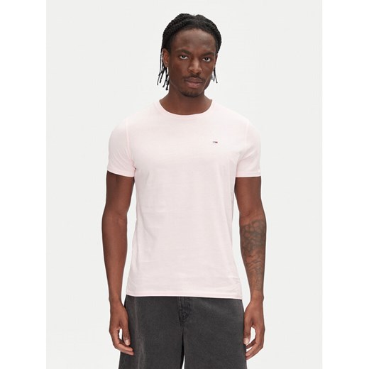 Tommy Jeans T-Shirt DM0DM04411 Różowy Slim Fit ze sklepu MODIVO w kategorii T-shirty męskie - zdjęcie 182694860