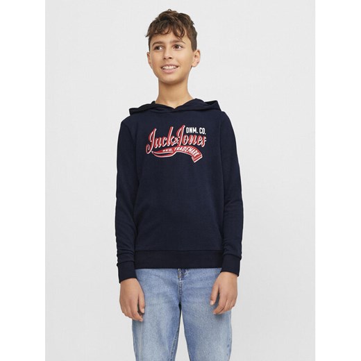 Jack&Jones Junior Bluza Logo 12257309 Granatowy Standard Fit ze sklepu MODIVO w kategorii Bluzy chłopięce - zdjęcie 182694901