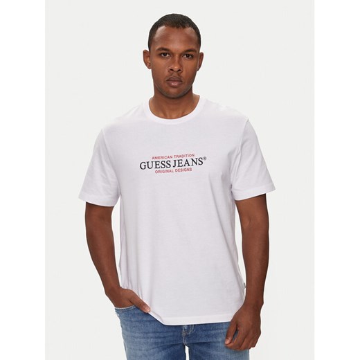 Guess Jeans T-Shirt M4YI42 K8FQ4 Biały Regular Fit ze sklepu MODIVO w kategorii T-shirty męskie - zdjęcie 182694921