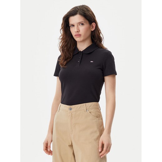 Tommy Jeans Polo Essential DW0DW20160 Czarny Slim Fit ze sklepu MODIVO w kategorii Bluzki damskie - zdjęcie 182694922