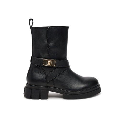 Tommy Hilfiger Botki Biker Leather FW0FW08313 Czarny ze sklepu MODIVO w kategorii Botki - zdjęcie 182694992
