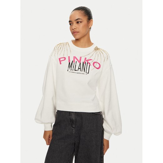 PINKO Bluzka 102827 A1LU Biały Regular Fit ze sklepu MODIVO w kategorii Bluzki damskie - zdjęcie 182695073