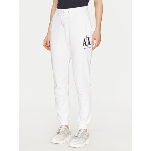 Armani Exchange Spodnie dresowe 8NYPCX YJ68Z 1000 Biały Regular Fit ze sklepu MODIVO w kategorii Spodnie damskie - zdjęcie 182695181