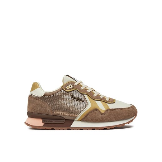 Pepe Jeans Sneakersy Brit Sequins W PLS40009 Beżowy ze sklepu MODIVO w kategorii Buty sportowe damskie - zdjęcie 182695253