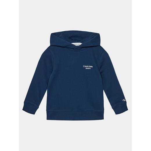 Calvin Klein Jeans Bluza Stack Logo IB0IB01293 Granatowy Regular Fit ze sklepu MODIVO w kategorii Bluzy chłopięce - zdjęcie 182695493