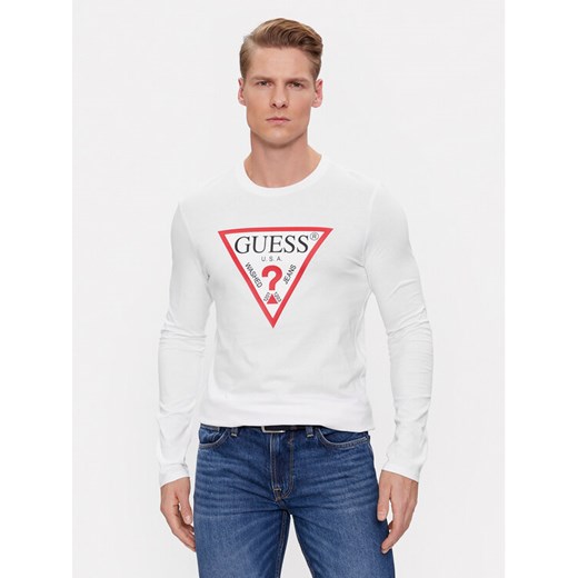 Guess Longsleeve M2YI31 I3Z11 Biały Slim Fit ze sklepu MODIVO w kategorii T-shirty męskie - zdjęcie 182695553