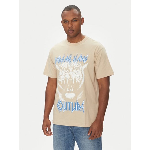 Versace Jeans Couture T-Shirt 78GAHT06 Beżowy Regular Fit ze sklepu MODIVO w kategorii T-shirty męskie - zdjęcie 182695564