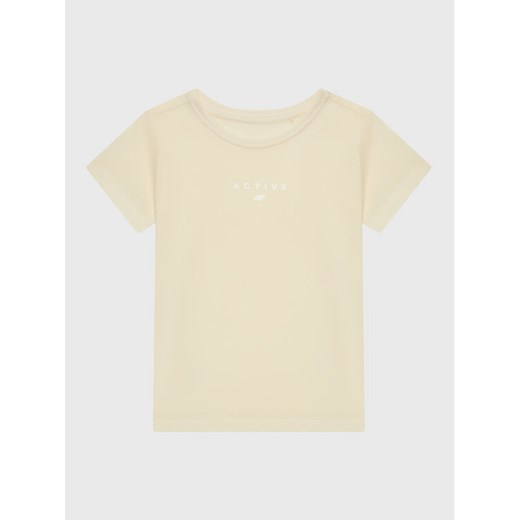 4F T-Shirt HJZ22-JTSD002 Beżowy Regular Fit ze sklepu MODIVO w kategorii Bluzki dziewczęce - zdjęcie 182696001