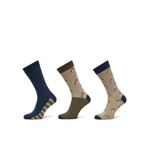 Barbour Zestaw 3 par wysokich skarpet męskich Beagle Dog MGS0070BE31 Beżowy ze sklepu MODIVO w kategorii Skarpetki męskie - zdjęcie 182696342