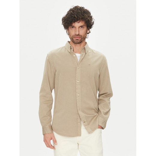Calvin Klein Koszula K10K114200 Beżowy Comfort Fit ze sklepu MODIVO w kategorii Koszule męskie - zdjęcie 182696350