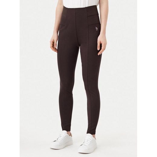 U.S. Polo Assn. Legginsy WUP0053 Brązowy Slim Fit ze sklepu MODIVO w kategorii Spodnie damskie - zdjęcie 182696671